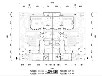 现代新中式别墅建筑 新中式合院别墅 未来社区别墅设计 330三层别墅 合院别墅全套平面 施工图