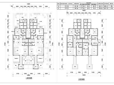 现代新中式别墅建筑 六层叠拼全套户型 未来社区叠拼设计 250叠拼户型平 独立电梯叠拼户型 施工图