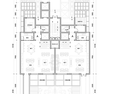 现代新中式别墅建筑 六层叠拼全套户型 未来社区叠拼设计 180叠墅户型平 独立电梯叠墅户型 施工图