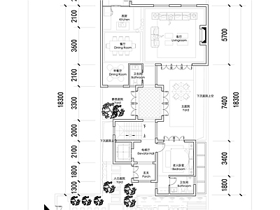现代新中式别墅建筑 新中式合院户型 未来社区合院别墅 340合院户型 三层合院全套户型 施工图