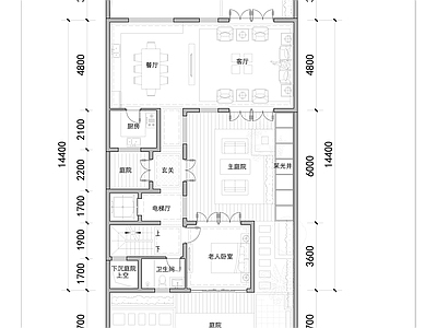 现代新中式别墅建筑 新中式合院户型 未来社区合院别墅 260合院户型 三层合院户型全套 施工图