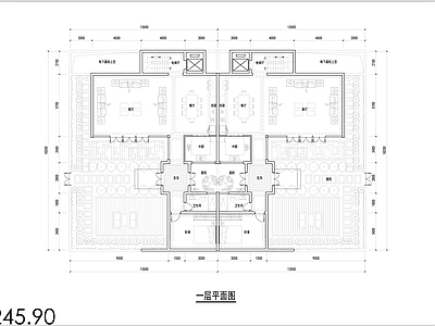 现代新中式别墅建筑 新中式合院户型 未来社区合院别墅 245合院户型 三层合院户型全套 双拼合院别墅 施工图