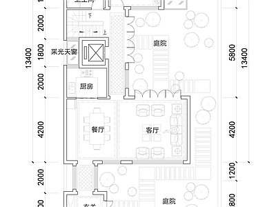 现代新中式别墅建筑 新中式合院户型 未来社区合院别墅 130合院户型 三层合院户型全套 施工图