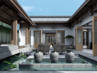 新中式亭院建筑【ID:1209787760】