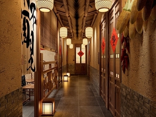 新中式火锅店 火锅店 羊肉馆 走廊【ID:1215145839】