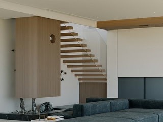 现代极简别墅客厅【ID:1215334380】