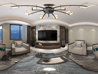 新中式家居客厅 新中式 客餐厅【ID:1215376750】