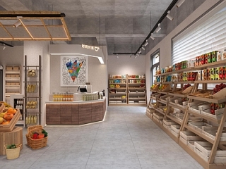 现代简约水果店 工业风水果店 精品水果店 现代精品水果店【ID:1233150325】