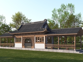中式古建古建 连廊式水榭【ID:1234612470】