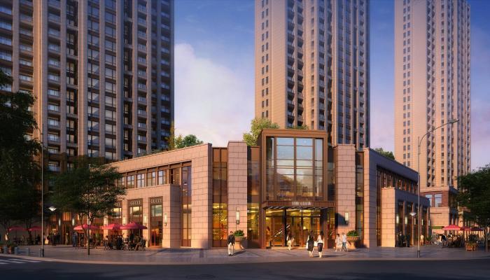 简欧风格会所售楼部 售楼处 建筑外观 高层住宅小区 商业裙房3d模型