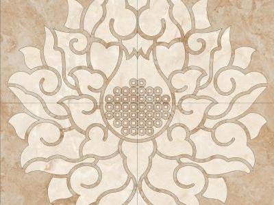 地面贴图长方形几何莲花造型艺术地面拼花围边