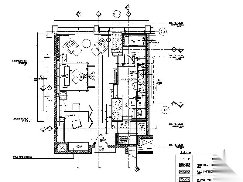 [北京]五星级酒店豪华A1型套房样板间施工图 客房