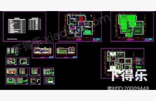 cad图库-一套家装施工图 别墅