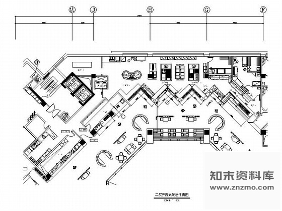 施工图现代简约酒店二层开敞式厨房装修图