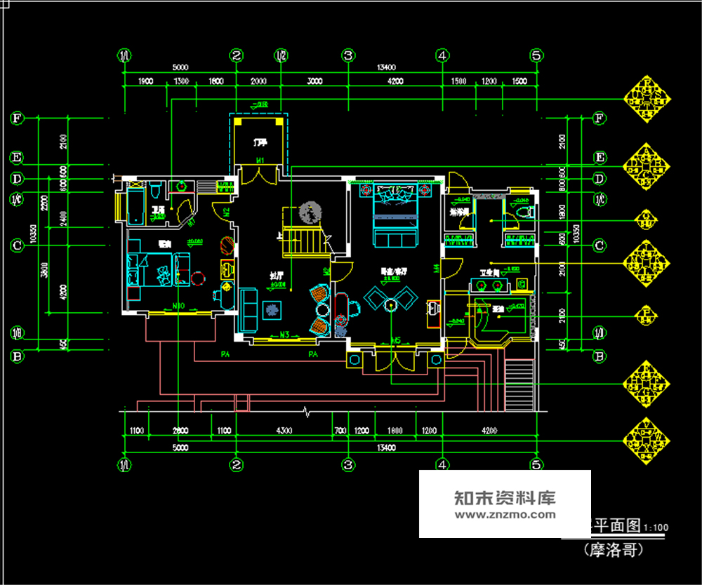 摩洛哥风格别墅装饰设计CAD全套施工图