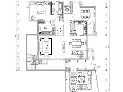 广东广州豪华空中别墅CAD施工图+效果图