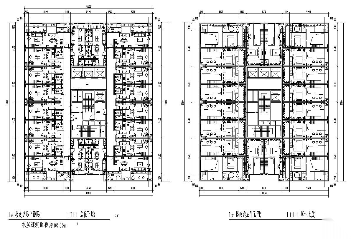 贴瓦屋面高层单公寓建筑施工图施工图下载