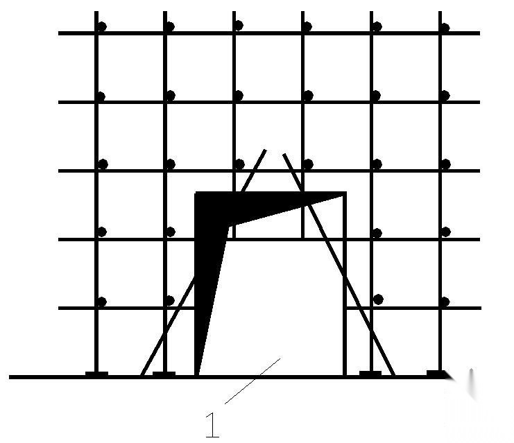 某门窗洞口外脚手架搭设节点构造详图 节点