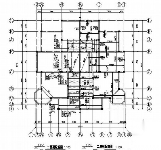 二层砖混结构别墅结构施工图（双拼别墅 条形基础）