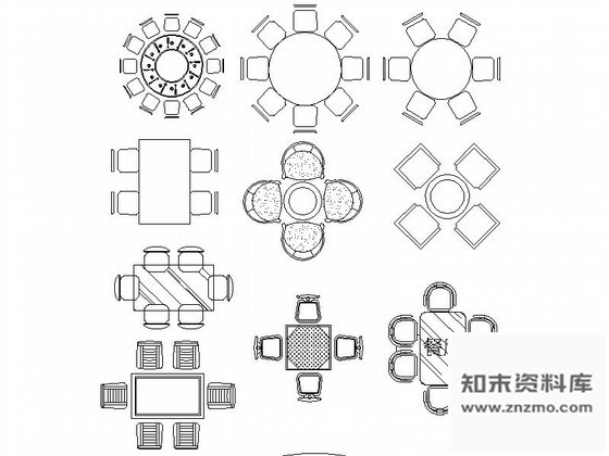 图块/节点简约现代餐厅CAD图块下载