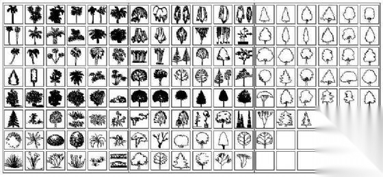 鋪裝,平面樹 施工圖數百種cad平面樹圖例cad素材 景觀樹樹葉植物cad