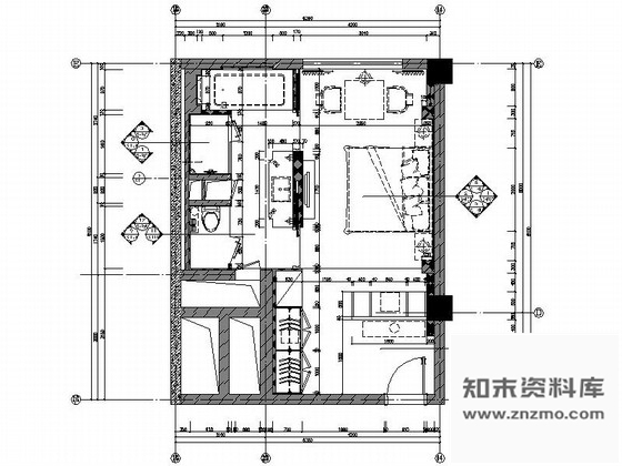 施工图杭州高档连锁酒店新古典豪华大床房装修图含效果