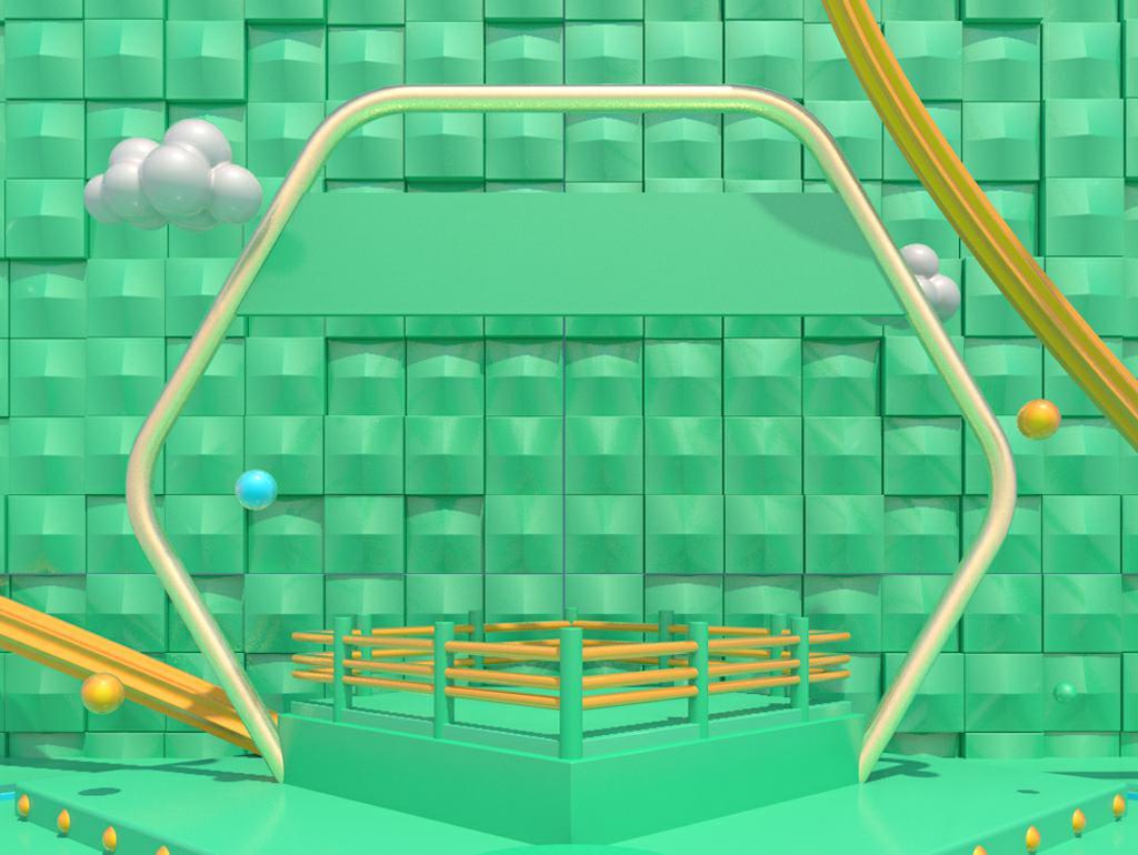 绿色舞台cg模型