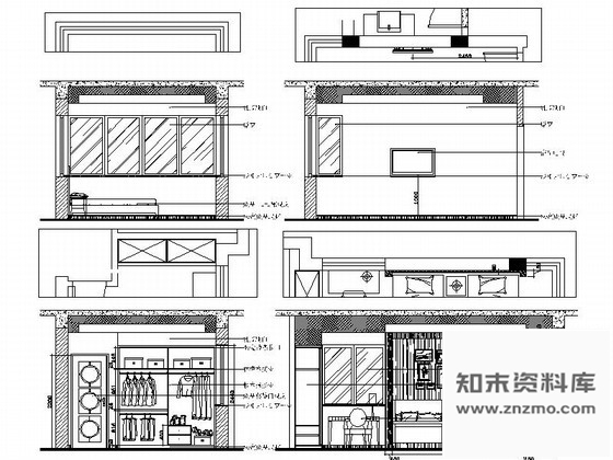 图块/节点现代中式风格别墅客房立面图