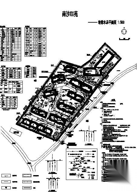 广东某小区给排水总平面图 建筑给排水