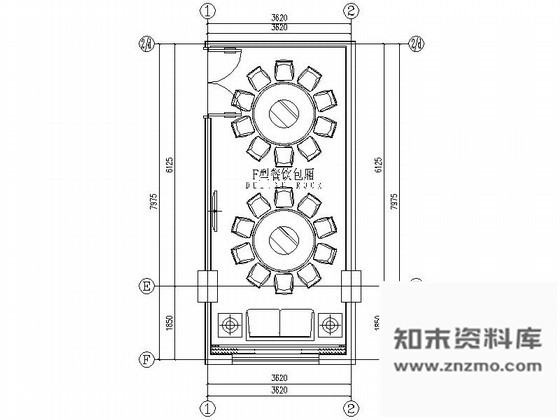 施工图现代中式酒楼包间装修图