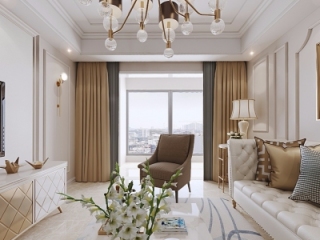 简欧客厅餐厅全景3d模型【ID:131220172】