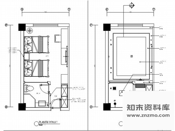 施工图原创小型现代新中式风格宾馆客房室内装修施工图含效果图