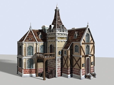 中世纪城镇房屋cg模型