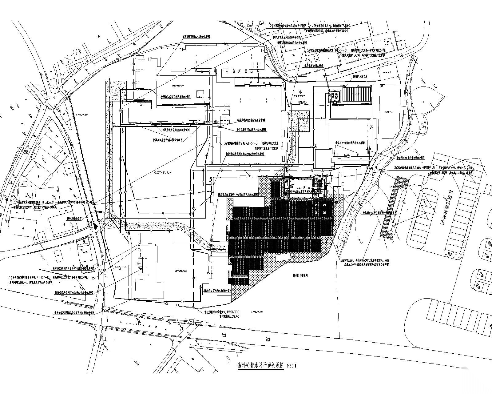 浙江温州矾矿车间改造室外场地给排水施工图 建筑给排水