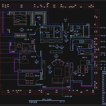 现代风格家装CAD施工图全套 CAD建筑图纸 平层