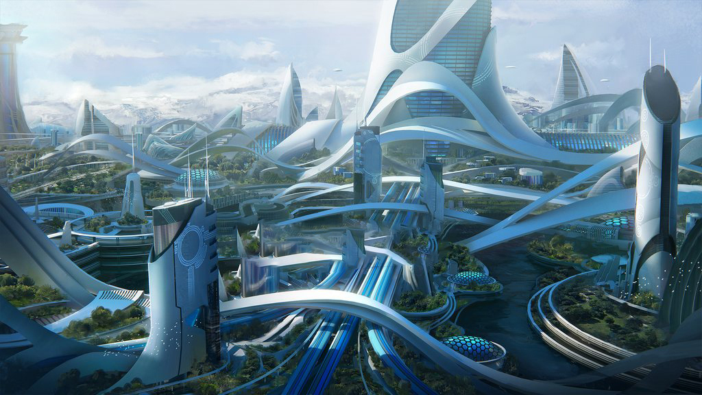 现代科幻场景 高架桥 高楼cg模型