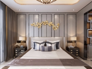 港式奢华卧室全景3d模型【ID:131220166】