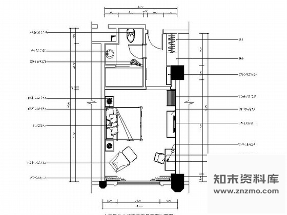 施工图广东酒店欧式客房单人间装修CAD施工图含效果