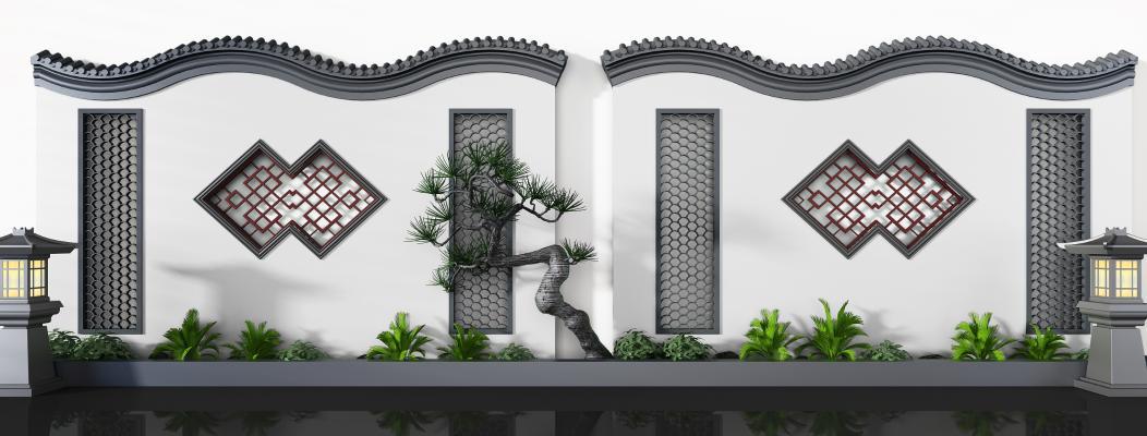 新中式徽派建筑马头墙3d模型