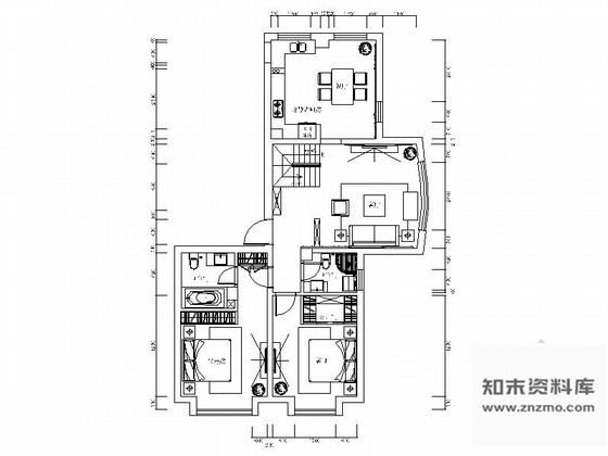 施工图河北浪漫180平欧式两层复式别墅装修室内设计施工图含效果