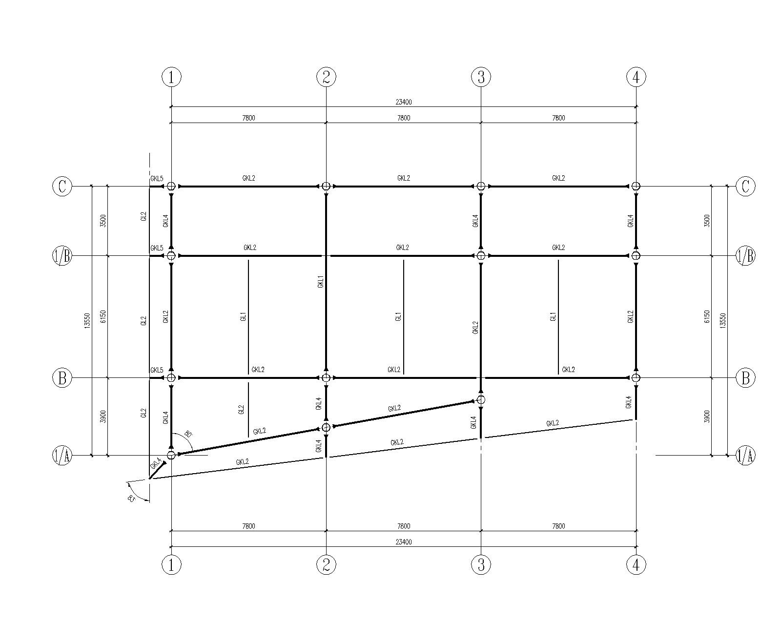 某二层别墅钢结构框架施工图（CAD）