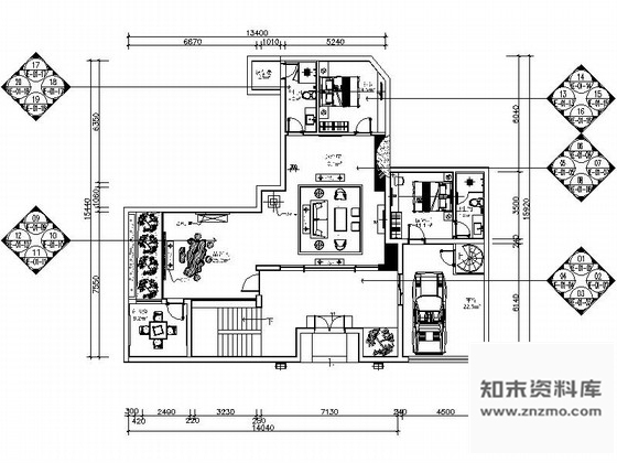 施工图广东某三层别墅装饰工程室内设计CAD施工图