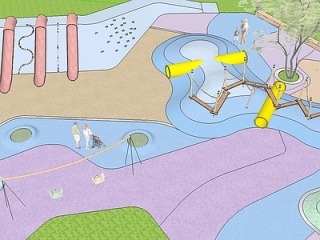 现代儿童活动区 滑梯沙坑【id:185601189】