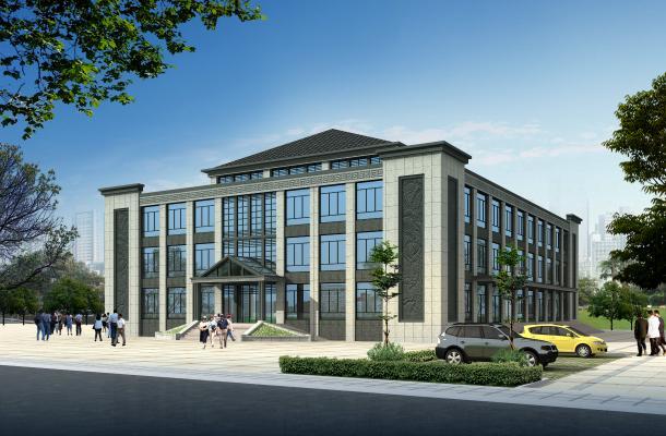 新中式办公楼3d模型