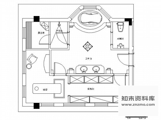 施工图超级豪华别墅卫浴室内设计装修图