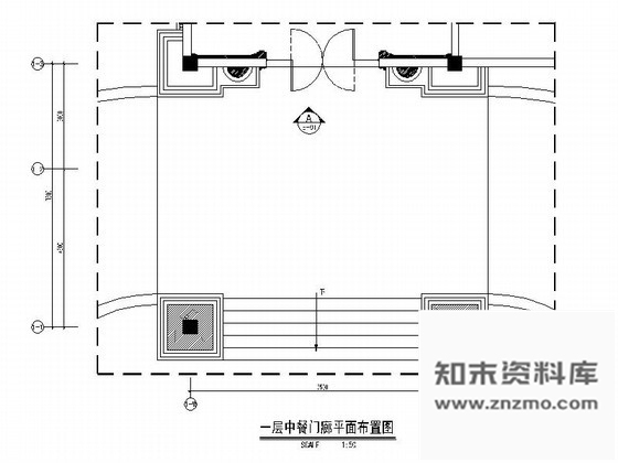 施工图中式风餐厅门廊室内装修图