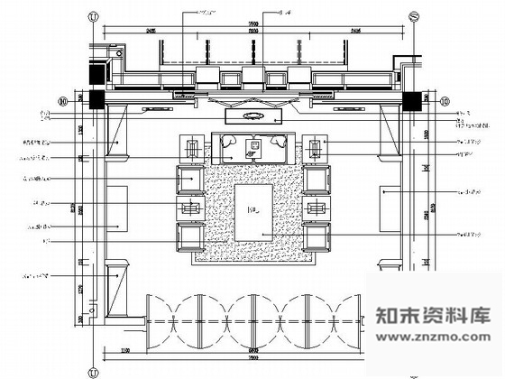 施工图江苏工业园区中式休闲会所书吧装修图含效果