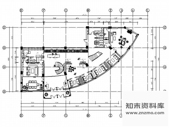 施工图吉林中式古典风格文体中心茶楼室内装修图