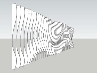 现代波浪墙身造型su模型