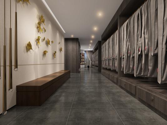 新中式影楼婚纱摄影工作室 服装走道 化妆间3d模型